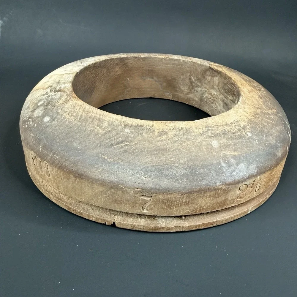 Antique Unmarked Wood Hat Block Millinery Hatters Brim Mold Form 7‎ 708
